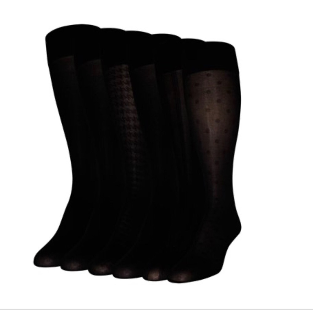 Peds Women's black‎ Knee High Trouser Socks 6 Pairs size 5-10. new